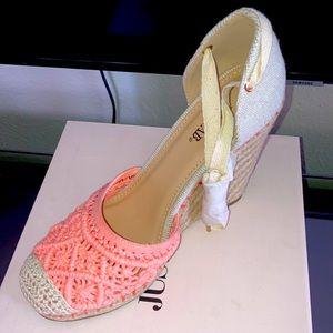 Coral Crochet Wedge Sandal
